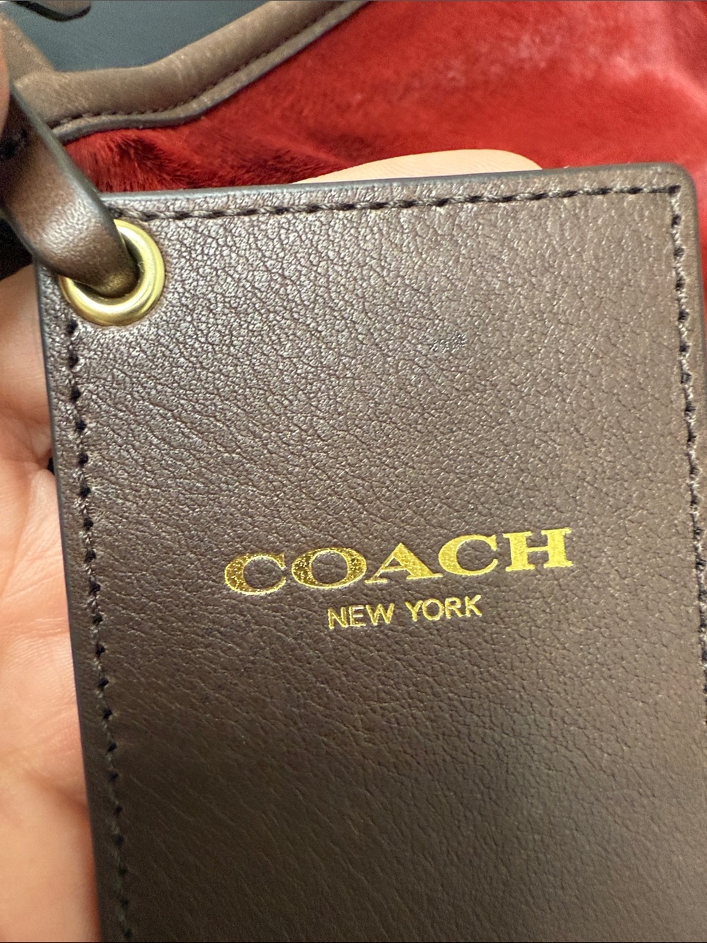 Coach Legacy Calf Hair Red Leather Hobo Bag with Brown Trim-NWOT - Picture 14 of 14